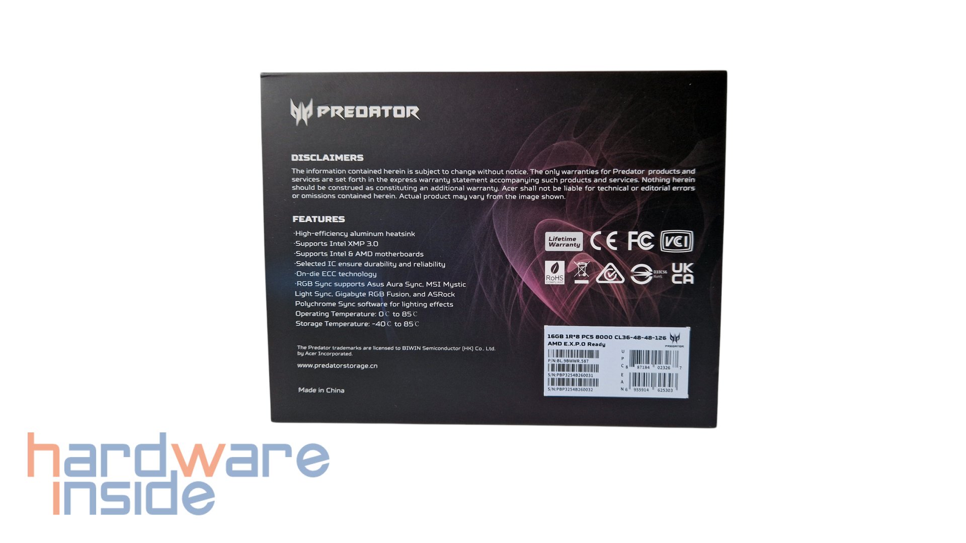 PREDATOR HERA DDR5 RGB 32 GB (2x16 GB) 8000 im Test - Hardware-Inside